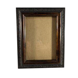 Brown Frame 5x7 Ornate Embossed Photo Frame Display Wood Tone Resin